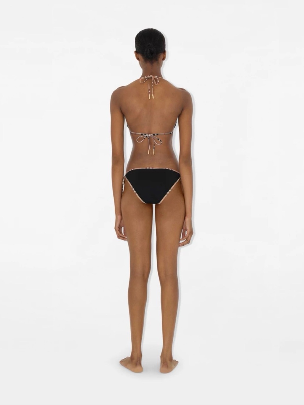 Burberry Black Triangle Bikini with Classic Check Trim - New with Tags - XL - Picture 3 of 6